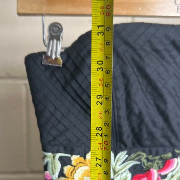 Anthropologie Floreat Size 2 Black Dress Floral Velvet Embroidered - Picture 3 of 5